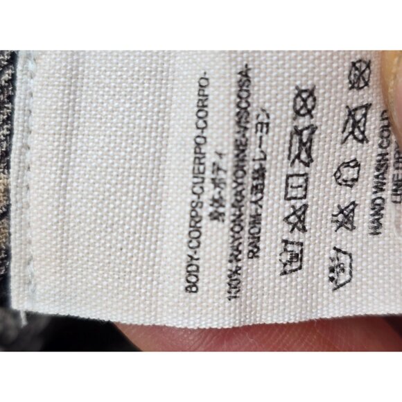 Free People Black & Cream Checkered Button-Up Womens Shirt Small - Picture 4 of 6